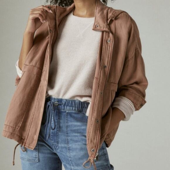 Utility Spring Anorak Jacket with Hoodie Size Small Blush Red - Picture 7 of 12